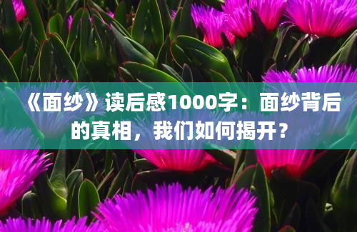 《面纱》读后感1000字：面纱背后的真相，我们如何揭开？