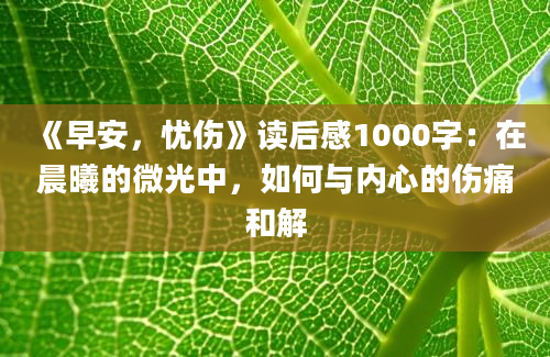 《早安，忧伤》读后感1000字：在晨曦的微光中，如何与内心的伤痛和解