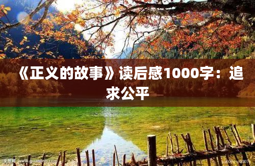 《正义的故事》读后感1000字：追求公平