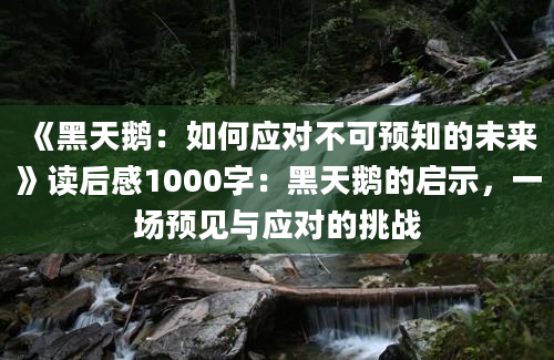 《黑天鹅：如何应对不可预知的未来》读后感1000字：黑天鹅的启示，一场预见与应对的挑战