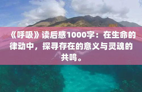 《呼吸》读后感1000字：在生命的律动中，探寻存在的意义与灵魂的共鸣。