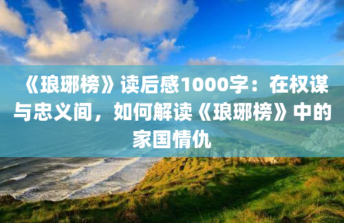 《琅琊榜》读后感1000字：在权谋与忠义间，如何解读《琅琊榜》中的家国情仇