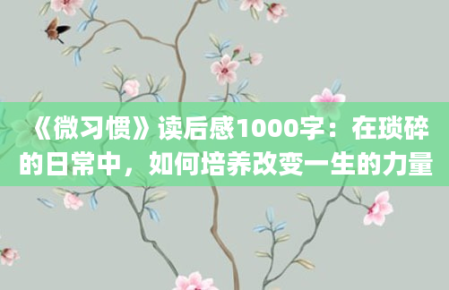 《微习惯》读后感1000字：在琐碎的日常中，如何培养改变一生的力量