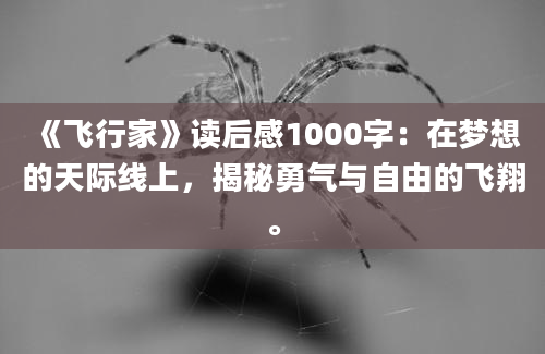 《飞行家》读后感1000字：在梦想的天际线上，揭秘勇气与自由的飞翔。