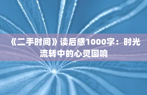 《二手时间》读后感1000字：时光流转中的心灵回响