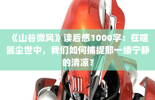 《山谷微风》读后感1000字：在喧嚣尘世中，我们如何捕捉那一缕宁静的清凉？