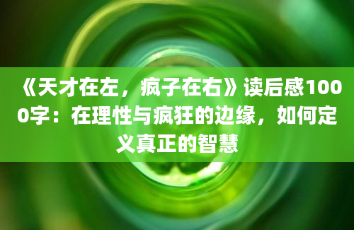 《天才在左，疯子在右》读后感1000字：在理性与疯狂的边缘，如何定义真正的智慧