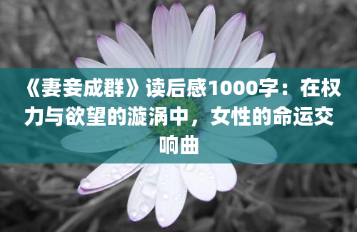 《妻妾成群》读后感1000字：在权力与欲望的漩涡中，女性的命运交响曲