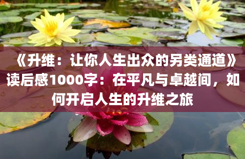 《升维：让你人生出众的另类通道》读后感1000字：在平凡与卓越间，如何开启人生的升维之旅