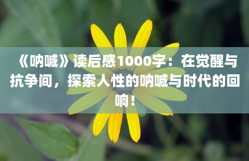 《呐喊》<a href=https://www.baixuetang.com target=_blank class=infotextkey>读后感</a>1000字：在<a href=https://www.baixuetang.com/tag/juexing.html target=_blank class=infotextkey>觉醒</a>与抗争间，探索人性的呐喊与时代的回响！