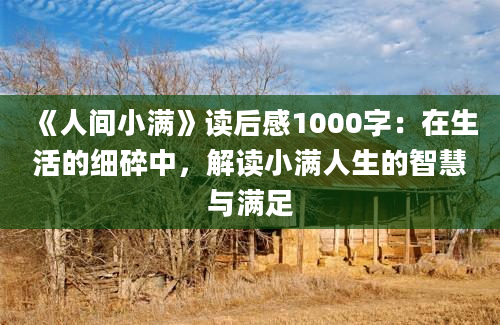 《人间小满》读后感1000字：在生活的细碎中，解读小满人生的智慧与满足