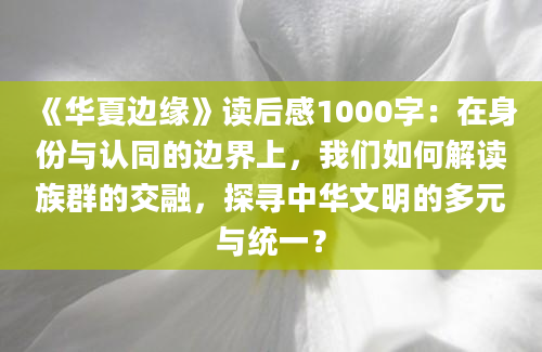 《华夏边缘》读后感1000字：在身份与认同的边界上，我们如何解读族群的交融，探寻中华文明的多元与统一？