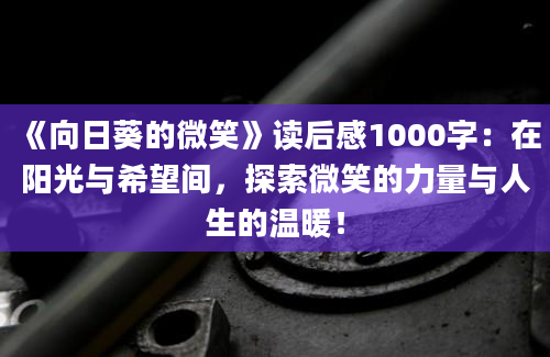 《向日葵的微笑》读后感1000字：在阳光与希望间，探索微笑的力量与人生的温暖！