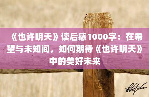 《也许明天》读后感1000字：在希望与未知间，如何期待《也许明天》中的美好未来