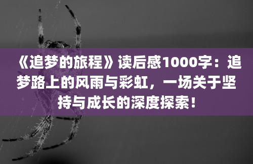 《追梦的旅程》读后感1000字：追梦路上的风雨与彩虹，一场关于坚持与成长的深度探索！