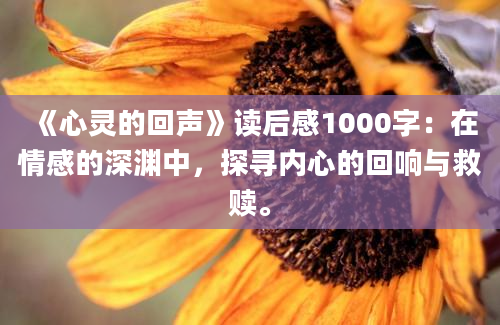 《心灵的回声》<a href=https://www.baixuetang.com target=_blank class=infotextkey>读后感</a>1000字：在情感的深渊中，探寻内心的回响与救赎。