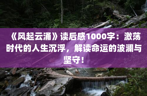 《风起云涌》读后感1000字：激荡时代的人生沉浮，解读命运的波澜与坚守！