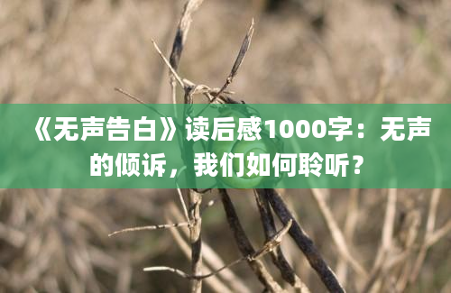 《无声告白》读后感1000字：无声的倾诉，我们如何聆听？