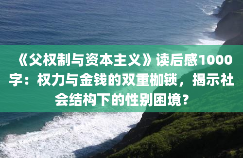 《父权制与资本主义》读后感1000字：权力与金钱的双重枷锁，揭示社会结构下的性别困境？