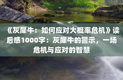 《灰犀牛：如何应对大概率危机》读后感1000字：灰犀牛的警示，一场危机与应对的智慧