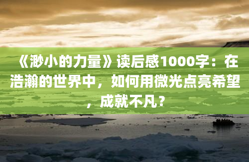 《渺小的力量》读后感1000字：在浩瀚的世界中，如何用微光点亮希望，成就不凡？