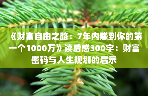 《财富自由之路：7年内赚到你的第一个1000万》读后感300字：财富密码与人生规划的启示