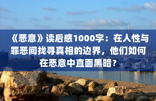 《恶意》读后感1000字：在人性与罪恶间找寻真相的边界，他们如何在恶意中直面黑暗？