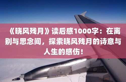 《晓风残月》读后感1000字：在离别与思念间，探索晓风残月的诗意与人生的感伤！