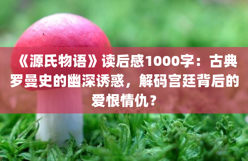 《源氏物语》读后感1000字：古典罗曼史的幽深诱惑，解码宫廷背后的爱恨情仇？