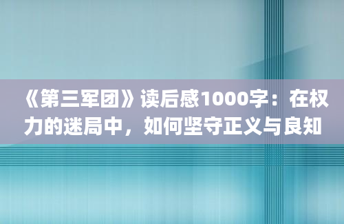 《第三军团》读后感1000字：在权力的迷局中，如何坚守正义与良知