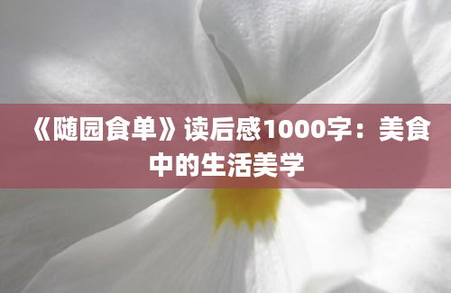 《随园食单》读后感1000字：美食中的生活美学