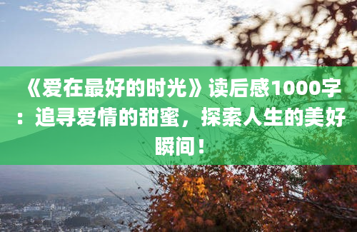 《爱在最好的时光》读后感1000字：追寻爱情的甜蜜，探索人生的美好瞬间！