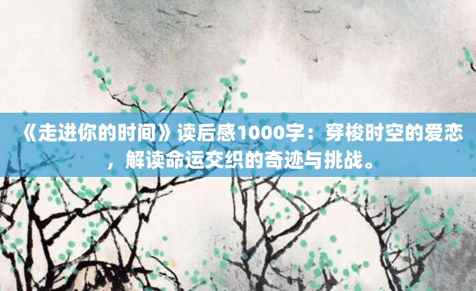 《走进你的时间》读后感1000字：穿梭时空的爱恋，解读命运交织的奇迹与挑战。