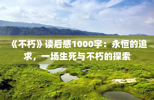 《不朽》读后感1000字：永恒的追求，一场生死与不朽的探索