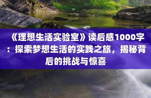 《理想生活实验室》读后感1000字：探索梦想生活的实践之旅，揭秘背后的挑战与惊喜