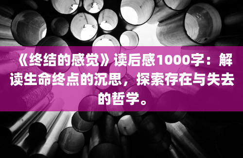 《终结的感觉》读后感1000字：解读生命终点的沉思，探索存在与失去的哲学。