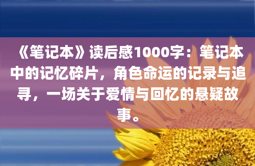 《笔记本》读后感1000字：笔记本中的记忆碎片，角色命运的记录与追寻，一场关于爱情与回忆的悬疑故事。