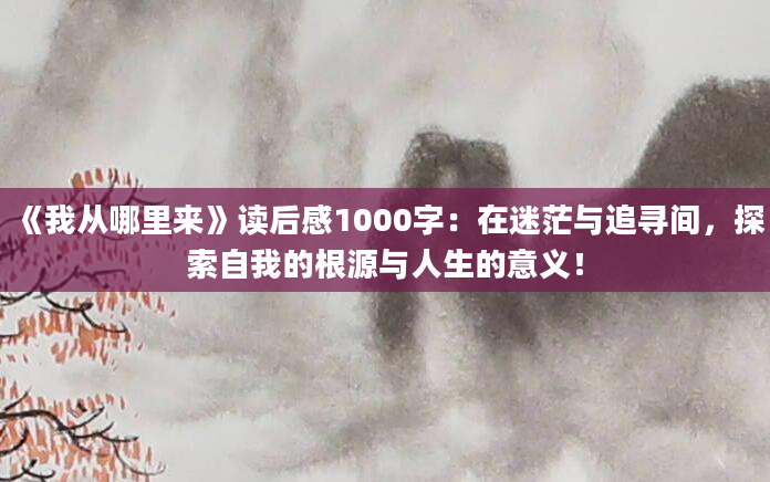 《我从哪里来》读后感1000字：在迷茫与追寻间，探索自我的根源与人生的意义！