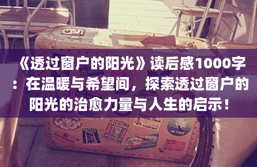 《透过窗户的阳光》读后感1000字：在温暖与希望间，探索透过窗户的阳光的治愈力量与人生的启示！