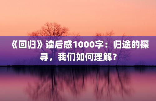 《回归》读后感1000字：归途的探寻，我们如何理解？