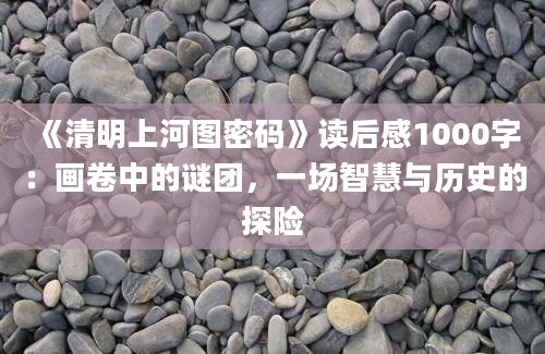 《清明上河图密码》读后感1000字：画卷中的谜团，一场智慧与历史的探险