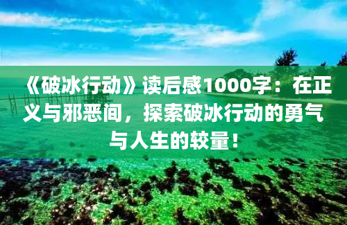 《破冰行动》读后感1000字：在正义与邪恶间，探索破冰行动的勇气与人生的较量！