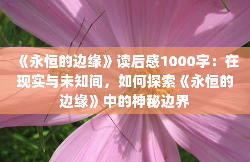 《永恒的边缘》读后感1000字：在现实与未知间，如何探索《永恒的边缘》中的神秘边界