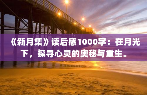 《新月集》读后感1000字：在月光下，探寻心灵的奥秘与重生。