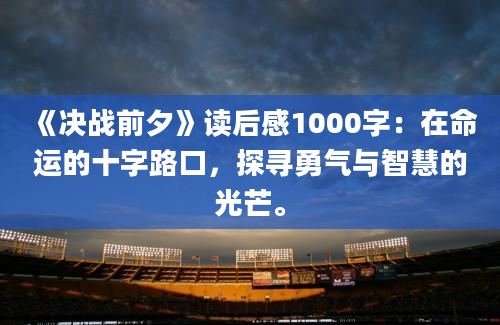 《决战前夕》读后感1000字：在命运的十字路口，探寻勇气与智慧的光芒。