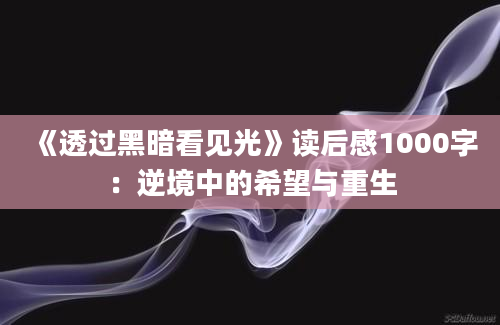 《透过黑暗看见光》读后感1000字：逆境中的希望与重生